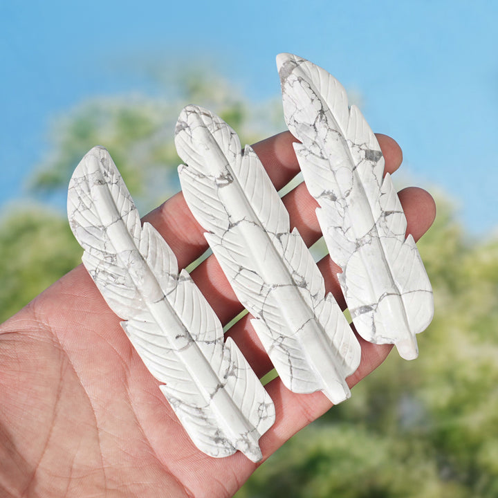 Natural Crystal Carved Howlite Feather