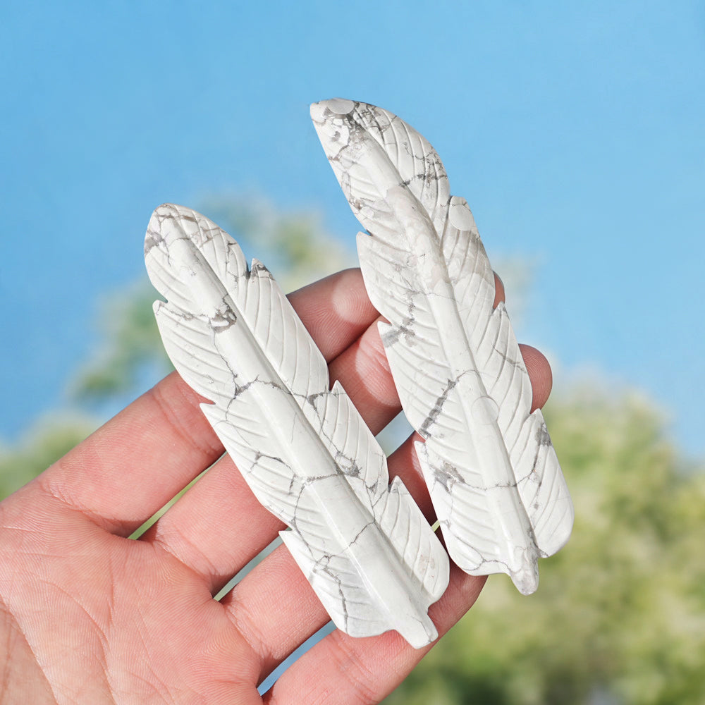 Natural Crystal Carved Howlite Feather