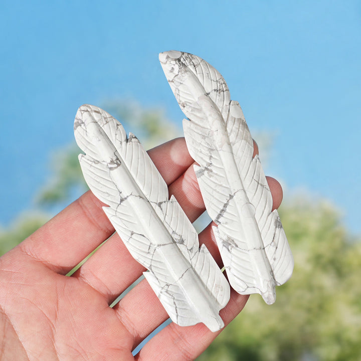 Natural Crystal Carved Howlite Feather