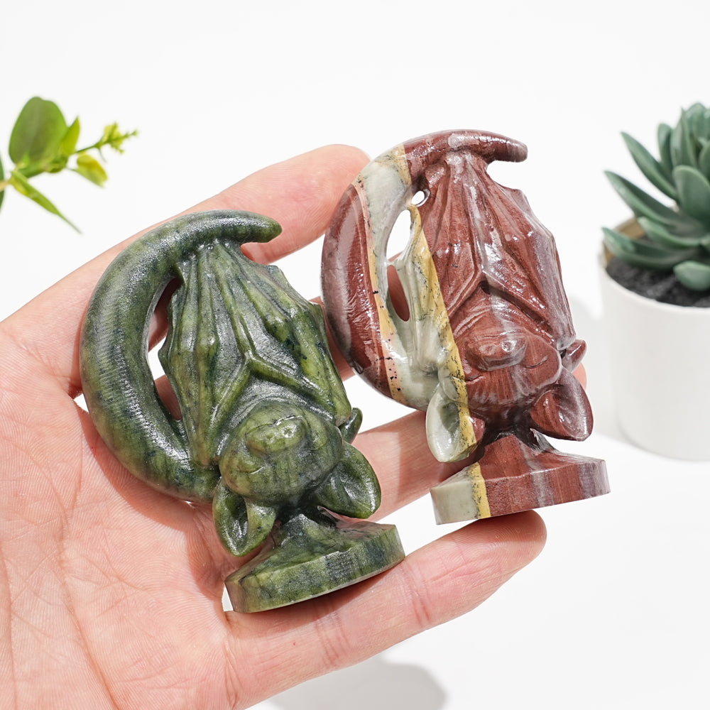 Natural Crystal Carving Moon Bat