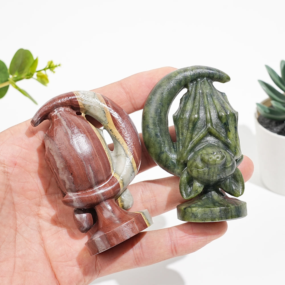 Natural Crystal Carving Moon Bat