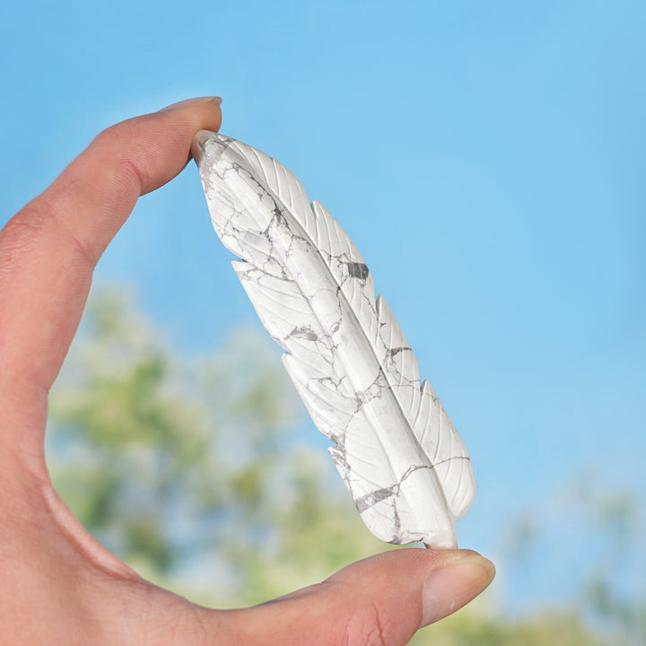Natural Crystal Carved Howlite Feather