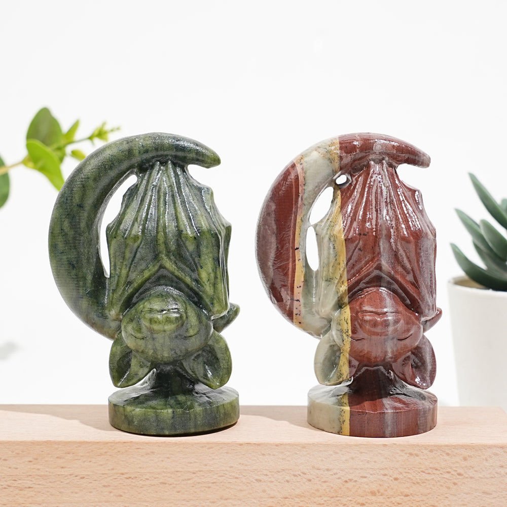 Natural Crystal Carving Moon Bat