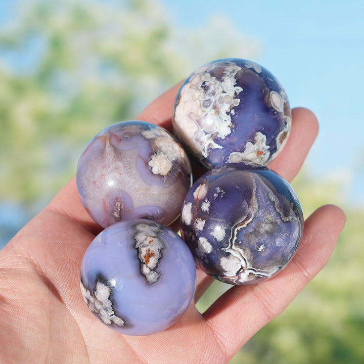 Natural Blue Flower Agate Sphere
