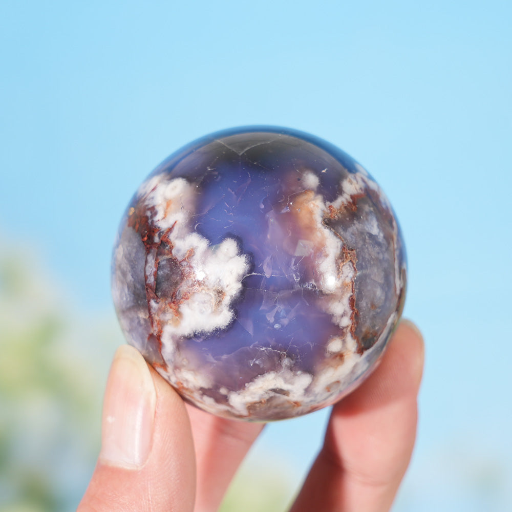 Natural Blue Flower Agate Sphere