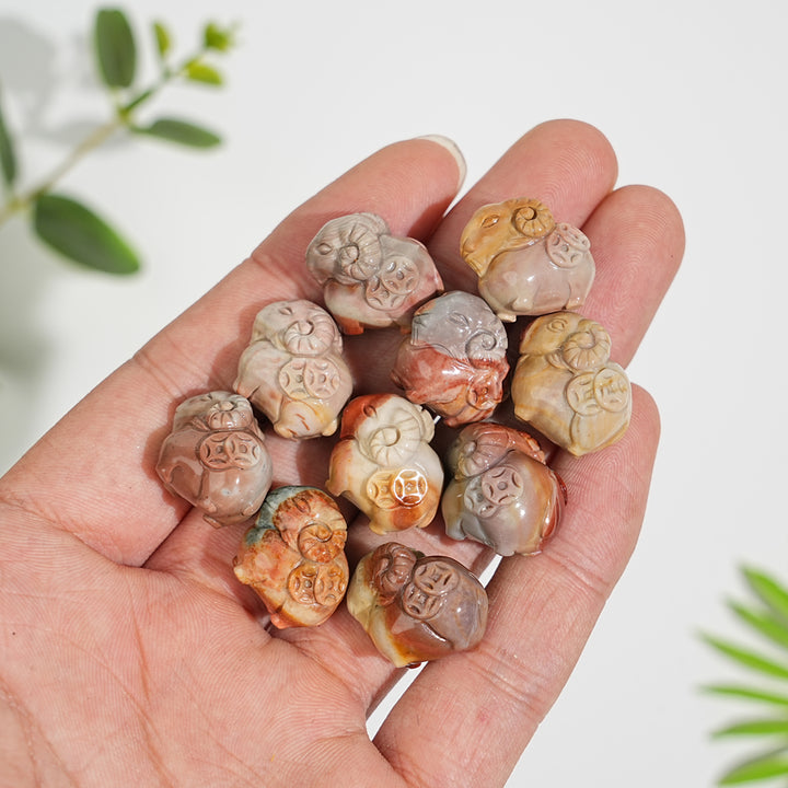 Natural Crystal Cute Alashan Agate Coin Sheep