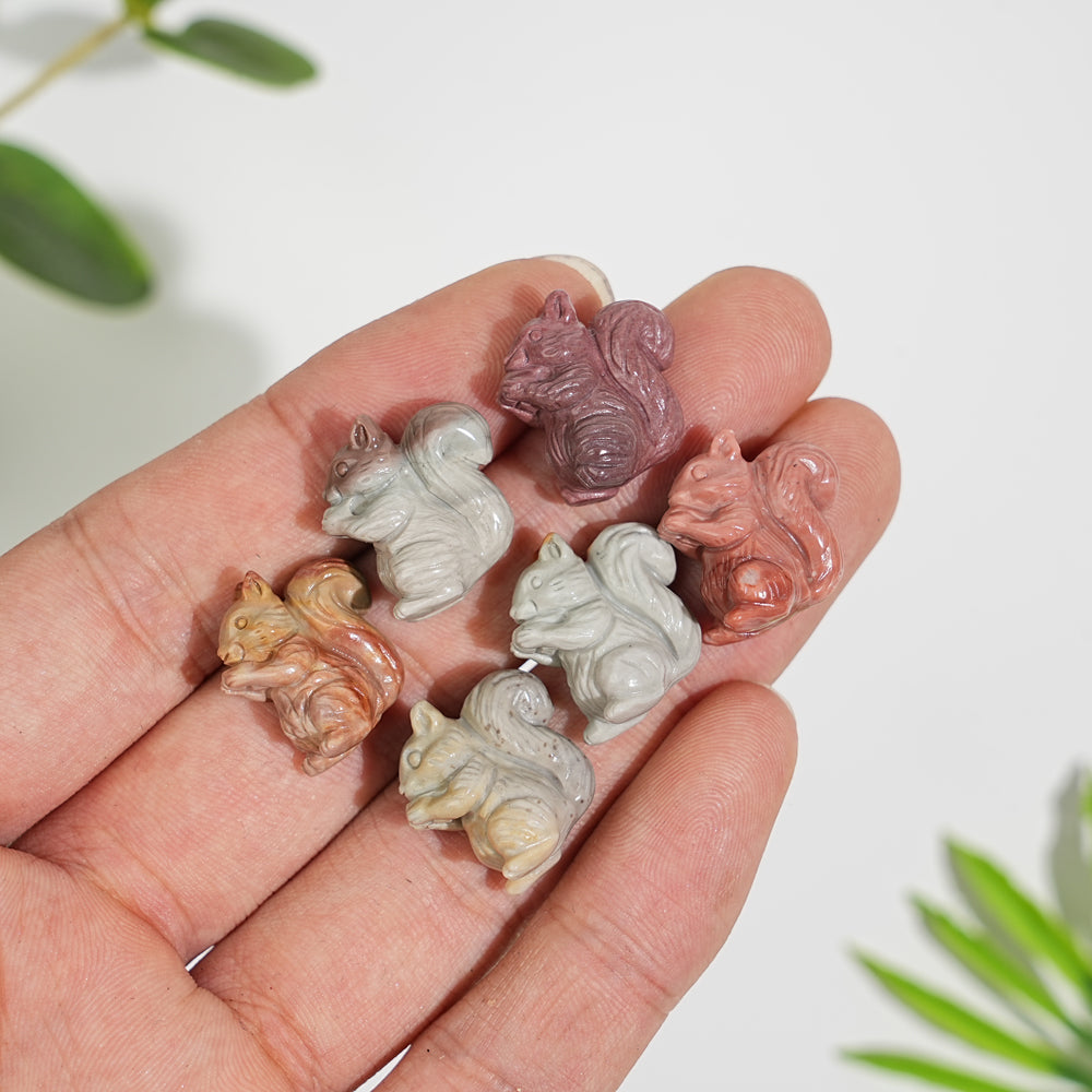 Natural Crystal Carving Alashan Agate Squirrel