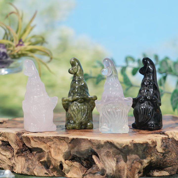 Natural Crystal Carving Gnome Wizard