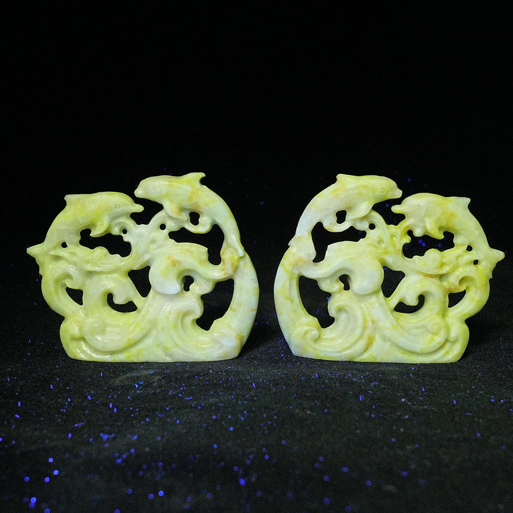 Natural Crystal Carving Hollow Out Dolphin