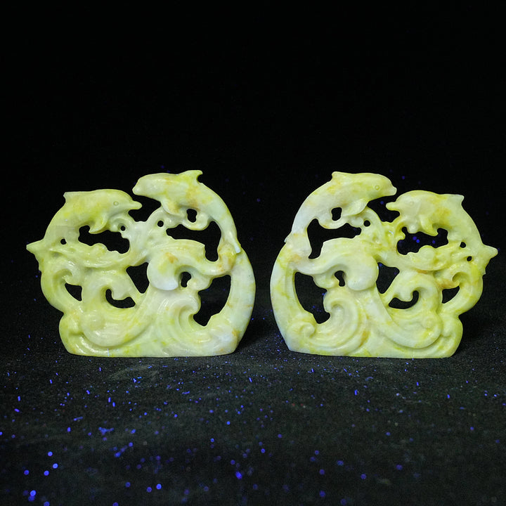 Natural Crystal Carving Hollow Out Dolphin