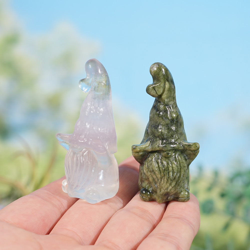 Natural Crystal Carving Gnome Wizard