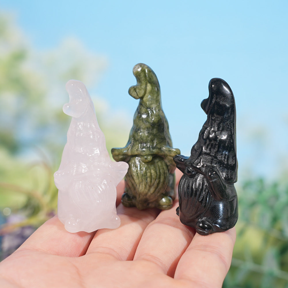 Natural Crystal Carving Gnome Wizard