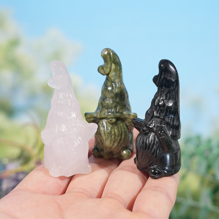 Natural Crystal Carving Gnome Wizard