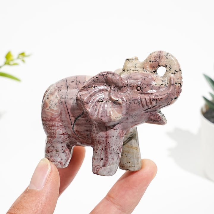 Natural Crystal Picture Jasper Elephant Carving