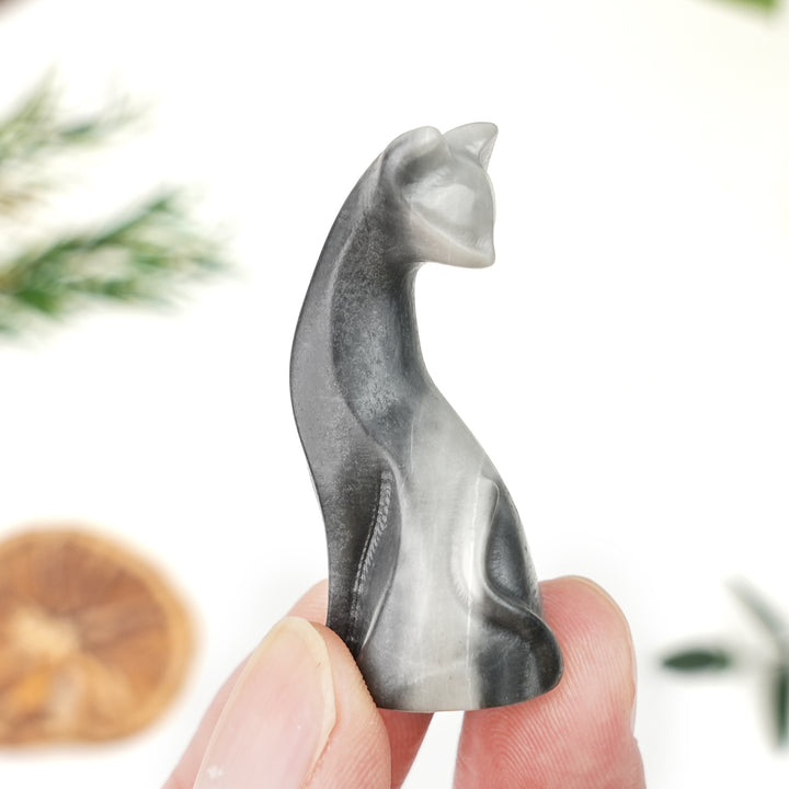 Natural Crystal Carving Looking Back Cat