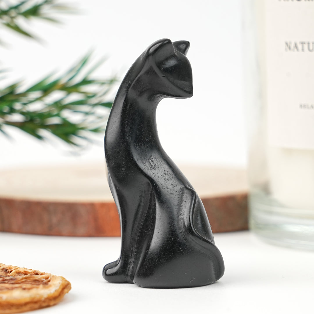 Natural Crystal Carving Looking Back Cat