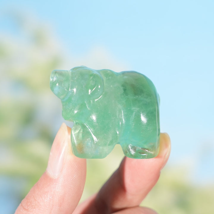 Natural Green Fluorite Bear