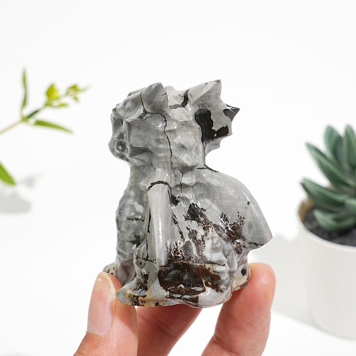Natural Picture Jasper Crystal Baby Dragon Carving