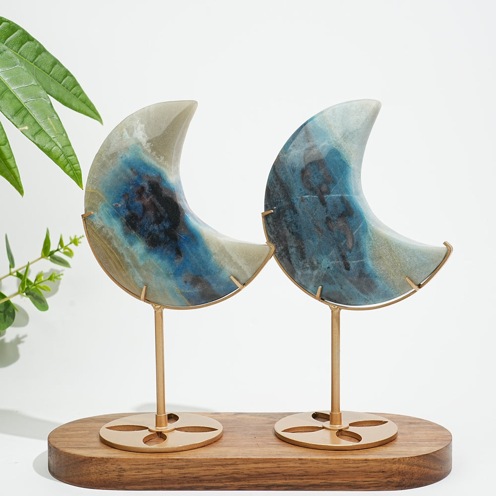 Unique,Natural Crystal Trolleite Moon With Stand