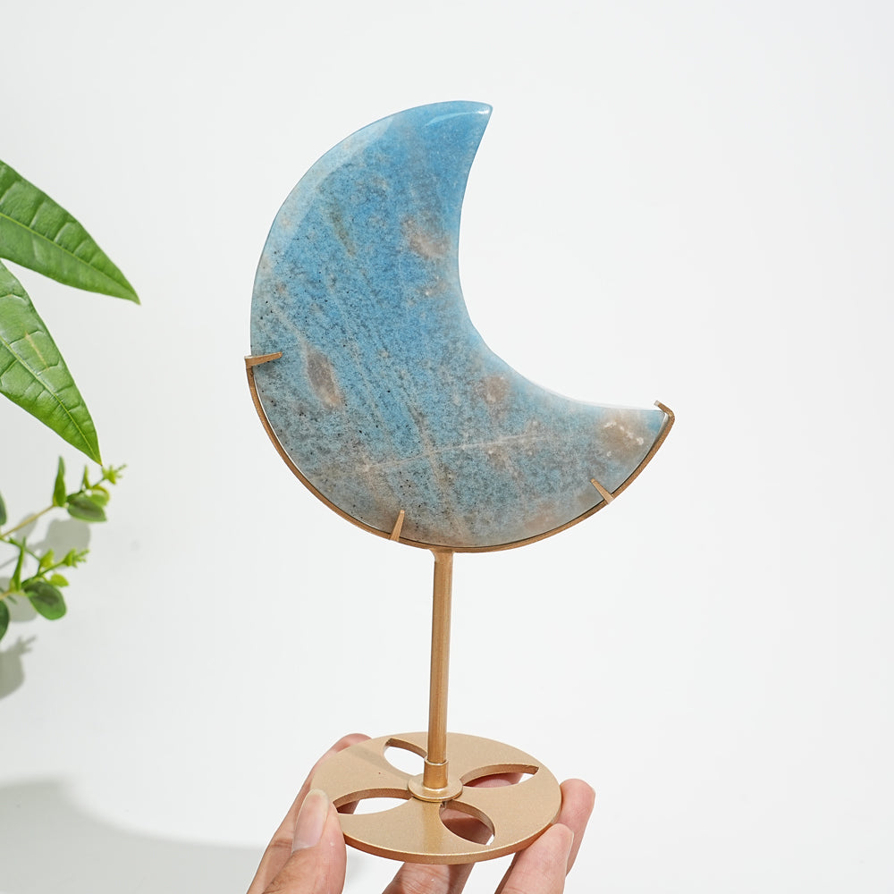 Unique,Natural Crystal Trolleite Moon With Stand