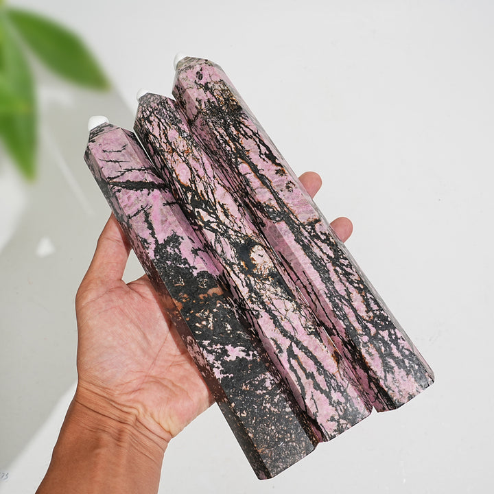 Unique,Natural Crystal Large Rhodonite Point