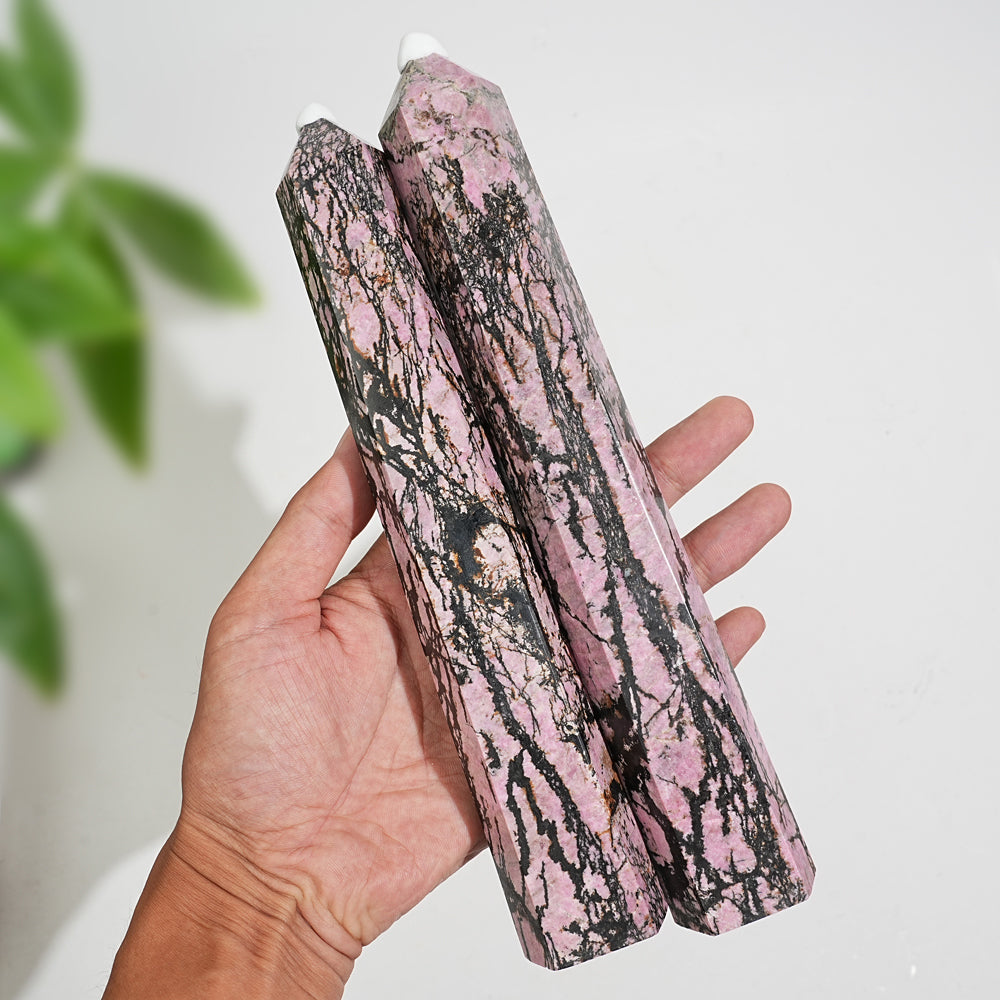Unique,Natural Crystal Large Rhodonite Point