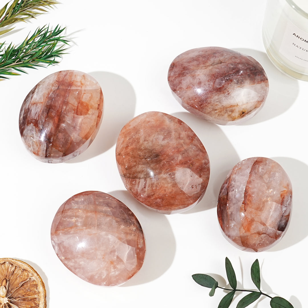 Natural Fire Quartz Palm Stone