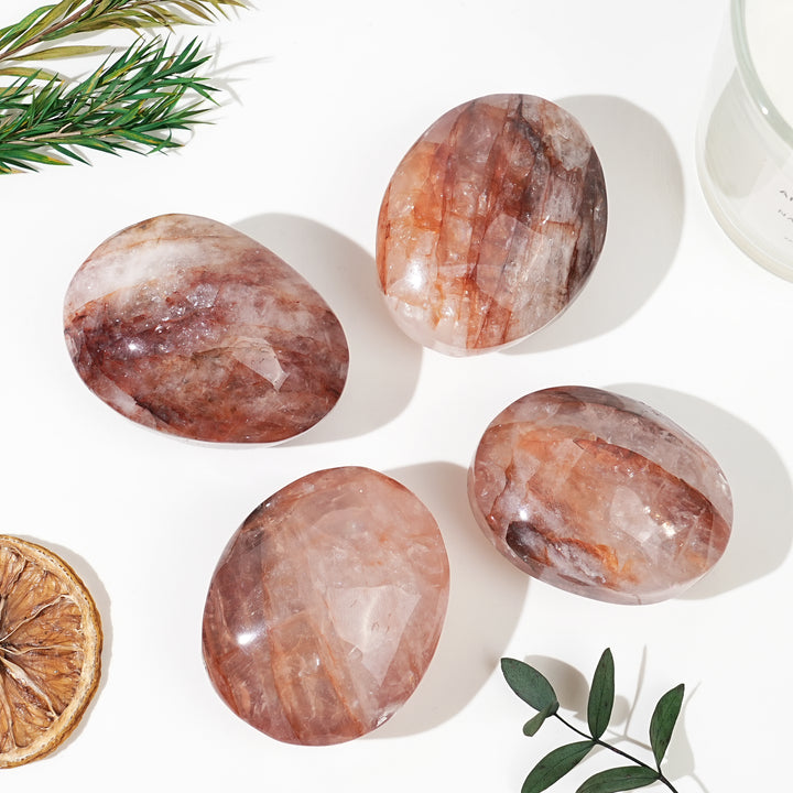 Natural Fire Quartz Palm Stone