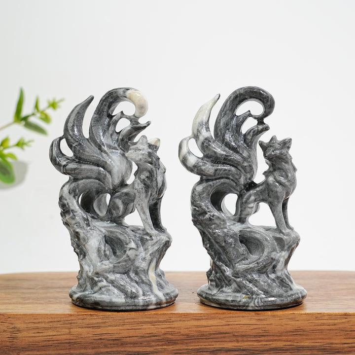 Natural Nine-Tailed Fox Crystal Carving