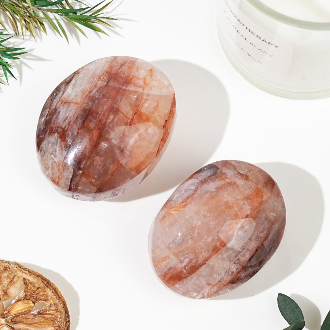 Natural Fire Quartz Palm Stone