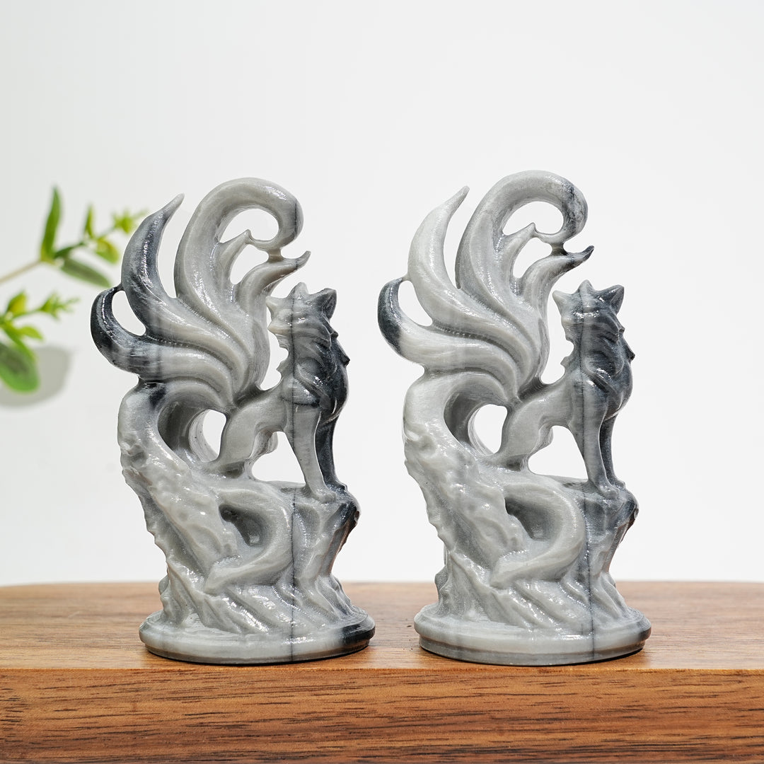 Natural Nine-Tailed Fox Crystal Carving