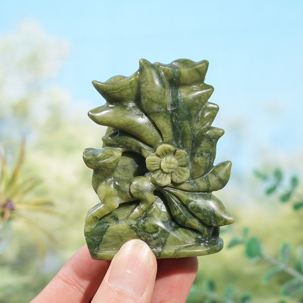 Natural Serpentine Nine-Tailed Fox