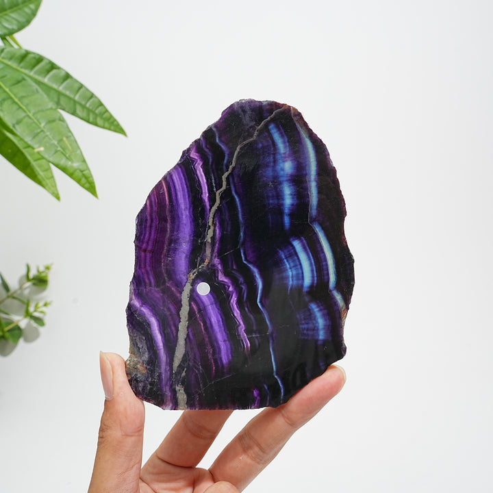 Unique,A Slightly Imperfect Natural Crystal Fluorite Slice