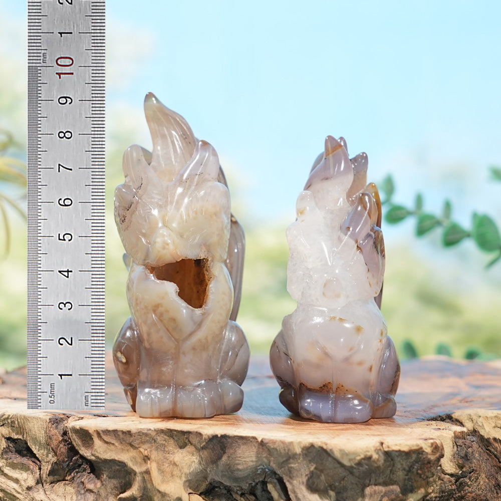 Unique,Natural Agate Geode Nine-Tailed Fox