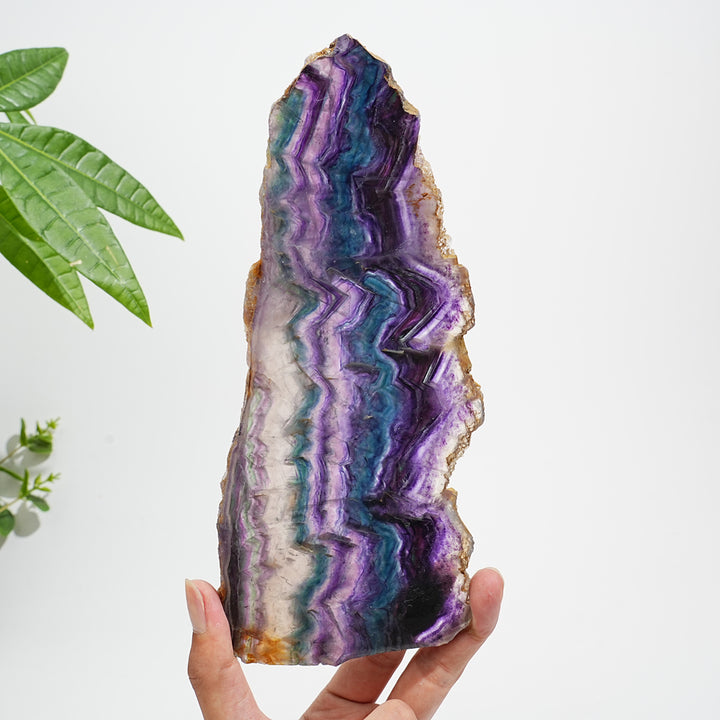 Unique,A Slightly Imperfect Natural Crystal Fluorite Slice