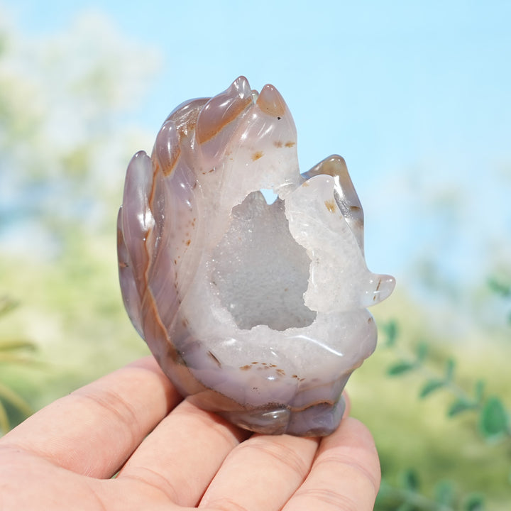 Unique,Natural Agate Geode Nine-Tailed Fox