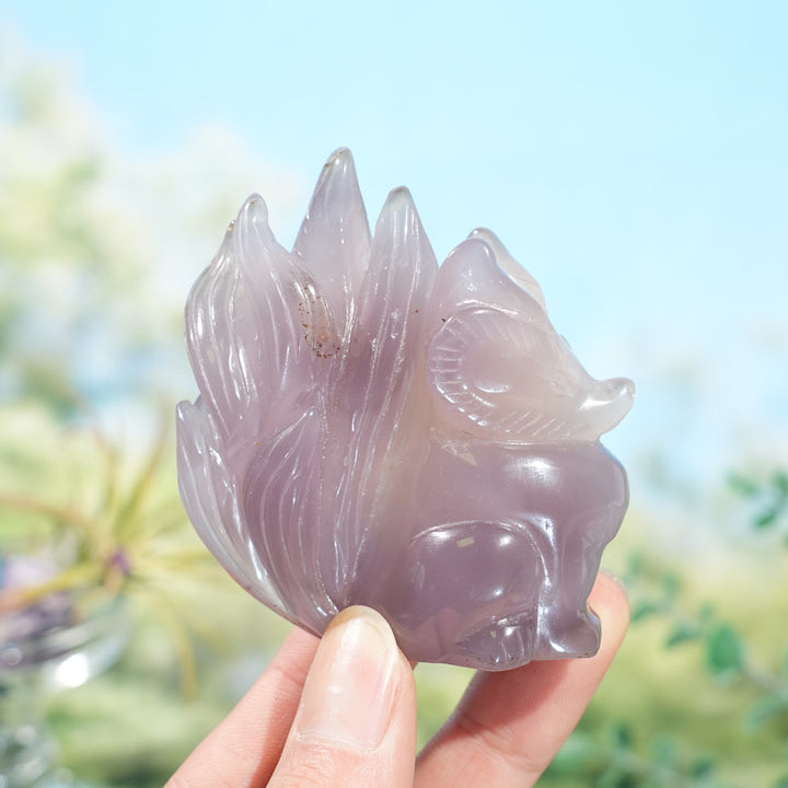 Unique,Natural Agate Geode Nine-Tailed Fox