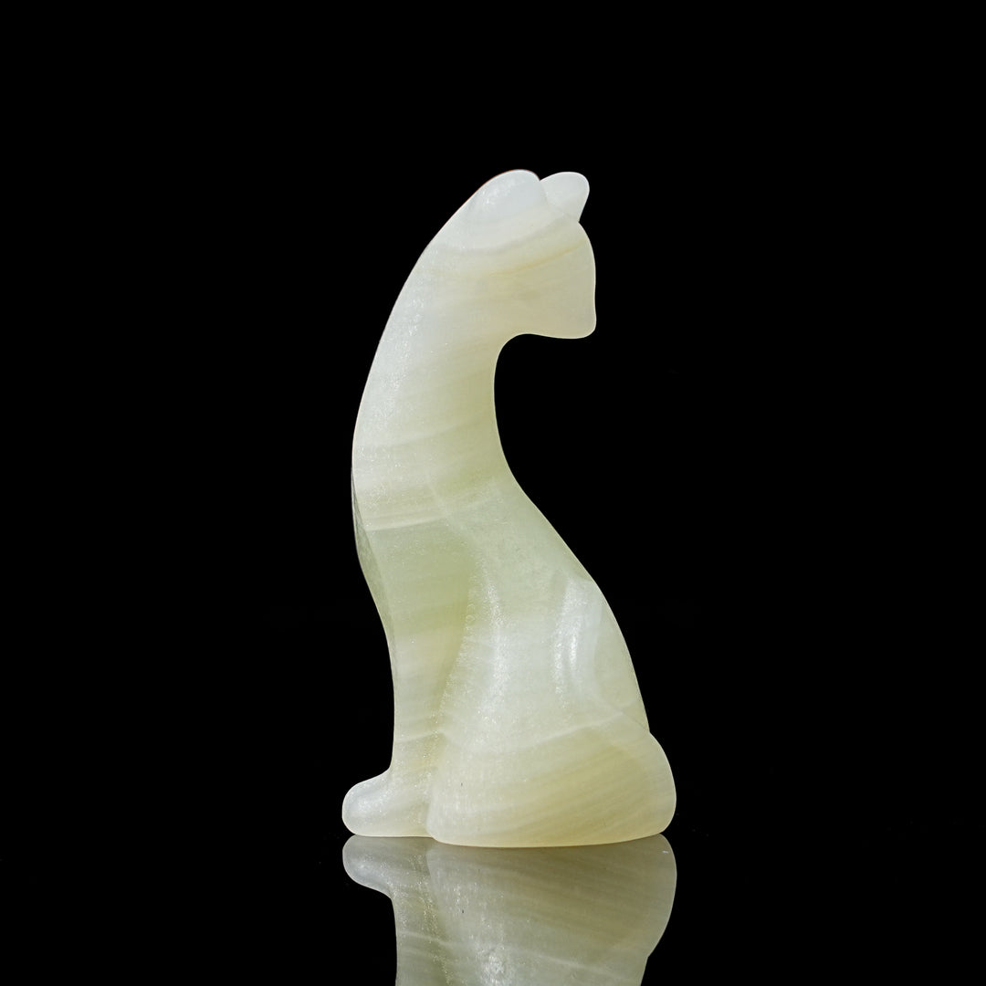 Natural Crystal Carving Looking Back Cat