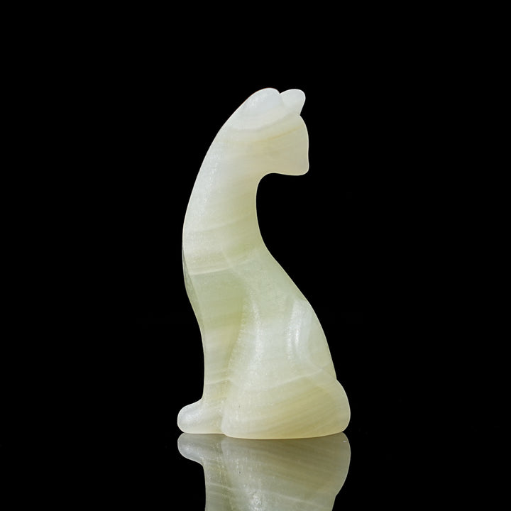 Natural Crystal Carving Looking Back Cat