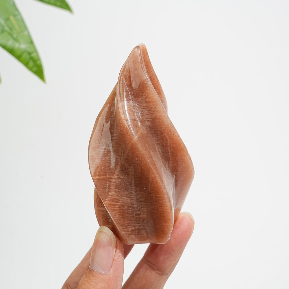 Unique,Imperfect Natural Crystal Peach Moonstone Flame Torch
