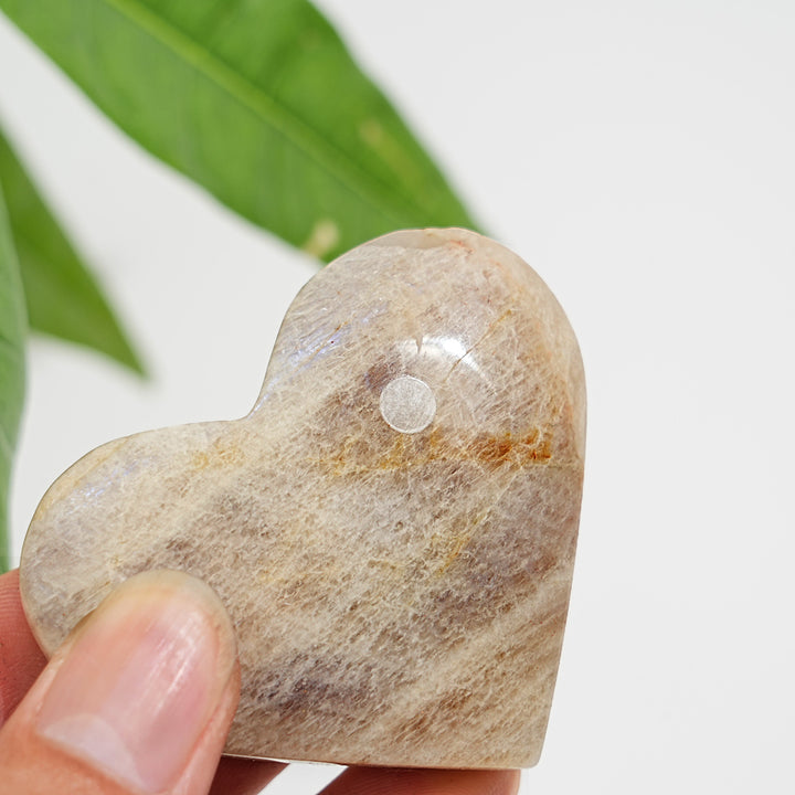 A Slightly Imperfect Natural Moonstone Heart Carving