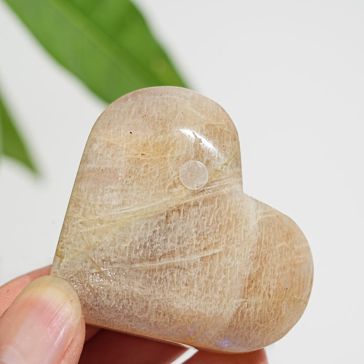 A Slightly Imperfect Natural Moonstone Heart Carving