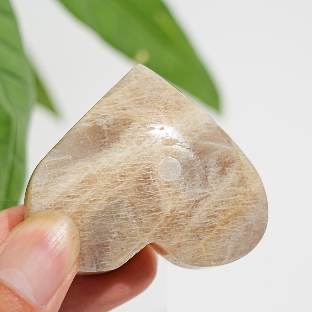 A Slightly Imperfect Natural Moonstone Heart Carving