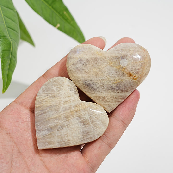 A Slightly Imperfect Natural Moonstone Heart Carving