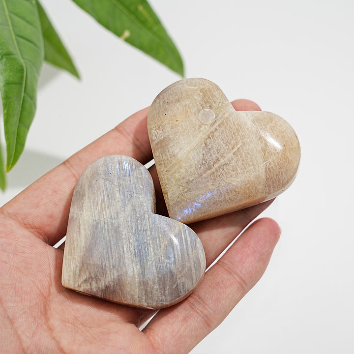 A Slightly Imperfect Natural Moonstone Heart Carving