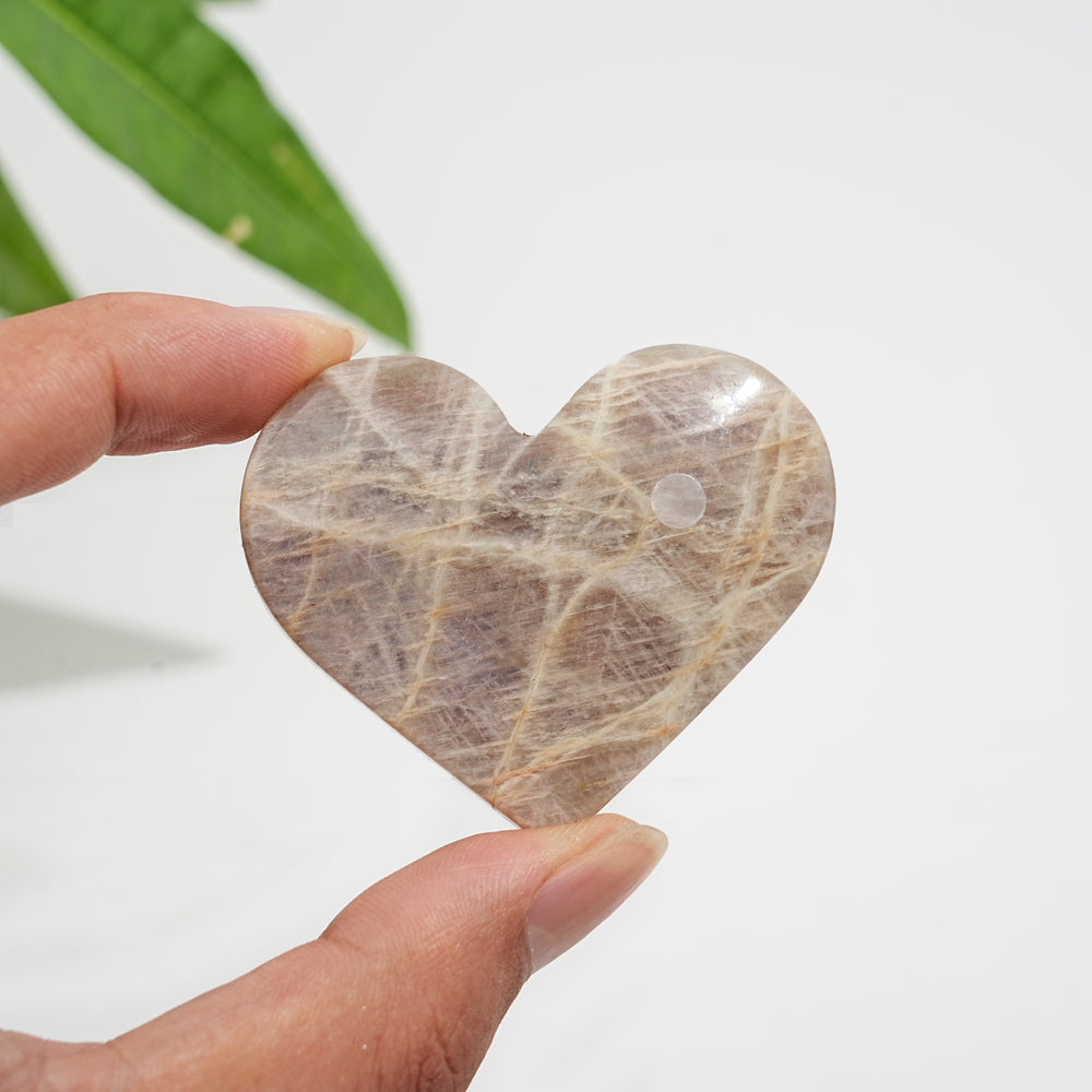 A Slightly Imperfect Natural Moonstone Heart Carving