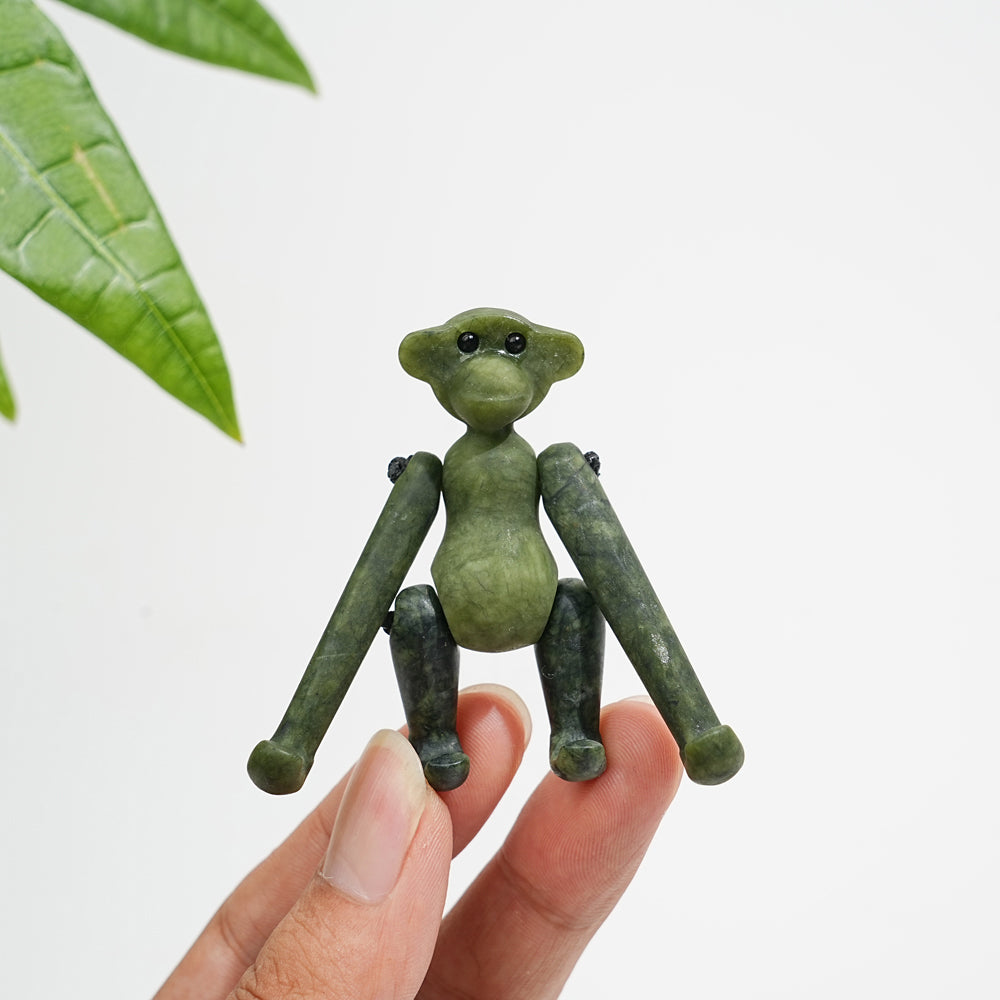 A Slightly Imperfect Natural Movable Joint Crystal Monkey Doll Carving