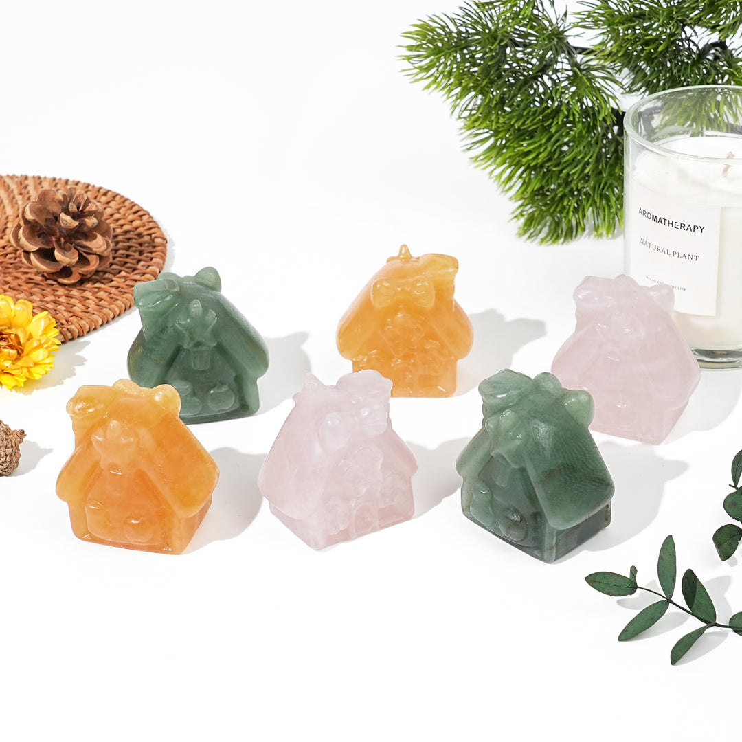 Natural Crystal Carving Christmas House