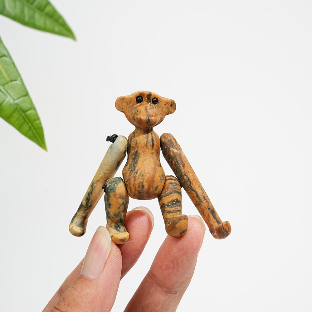 A Slightly Imperfect Natural Movable Joint Crystal Monkey Doll Carving