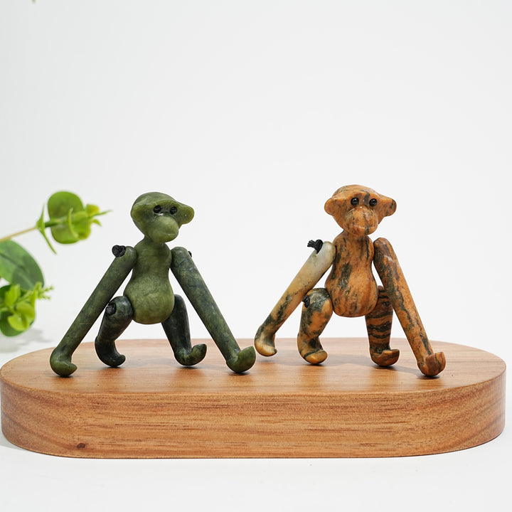 A Slightly Imperfect Natural Movable Joint Crystal Monkey Doll Carving